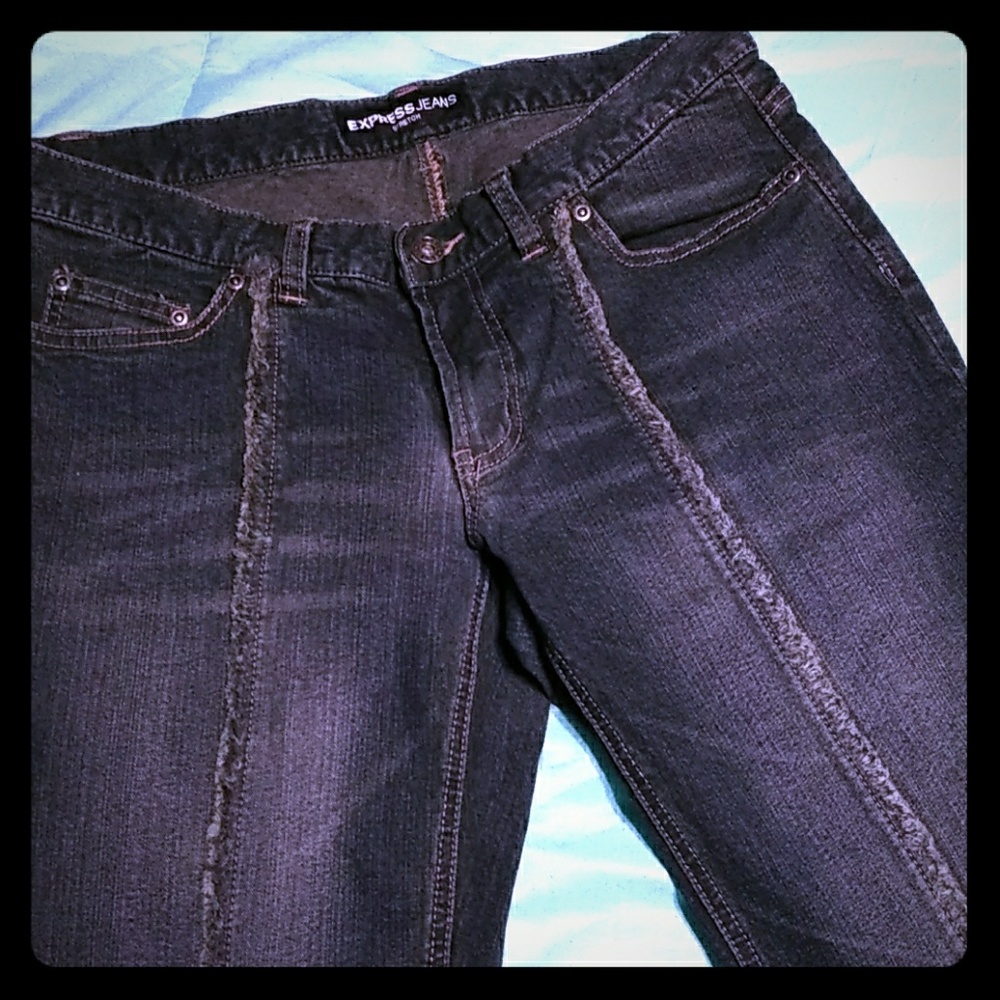 Express Boot Cut Fray Dark Denim